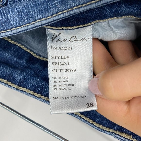 KanCan Skinny Ankle Jeans Women's Size 28 Mid Rise Stretch Distressed Denim Blue - Picture 5 of 11